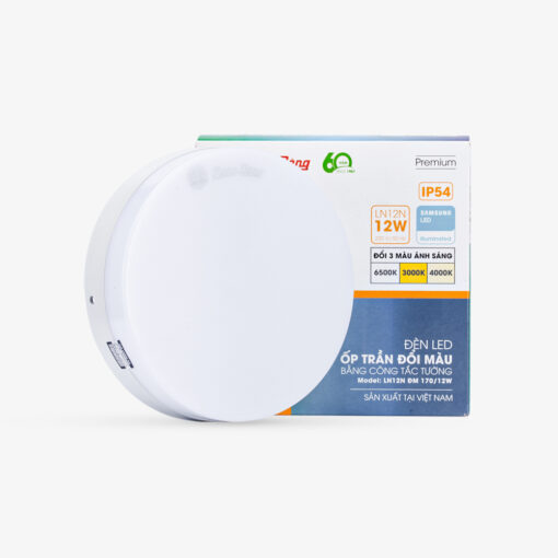 Đèn LED ốp trần tròn đổi màu đế nhựa LN12N ĐM 170/12W Rạng Đông