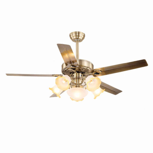 Quạt trần đèn trang trí 137 cánh kim loại màu đồng - Thành Đạt Led