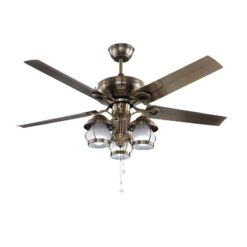 Quạt trần đèn trang trí 104 Cánh kim loại 5 Cánh - Thành Đạt Led